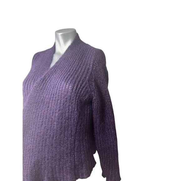 Eileen Fisher Purple Wool Open Cardigan Medium Chunky Sweater Mohair Cozycore - Picture 9 of 11